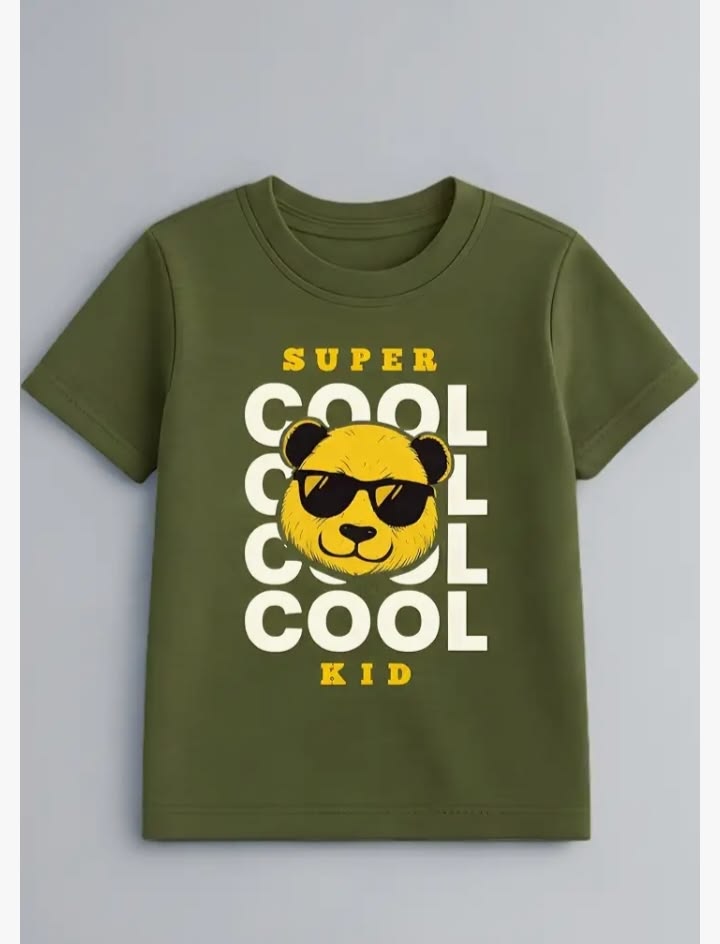 Kids Super Cool Bear Graphic T-Shirt