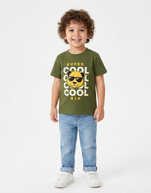 Kids Super Cool Bear Graphic T-Shirt