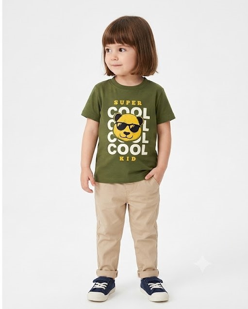 Kids Super Cool Bear Graphic T-Shirt