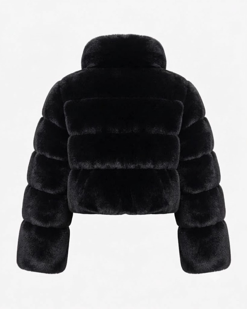 Women Black Faux Fur Puffer Jacket