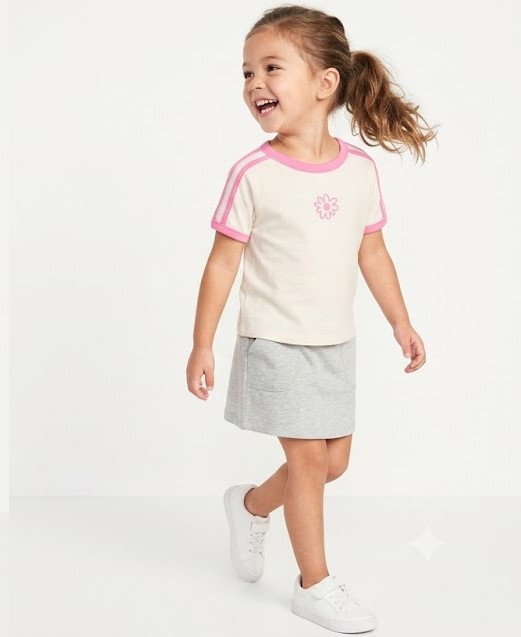 Kids Pink Daisy Raglan T-Shirt