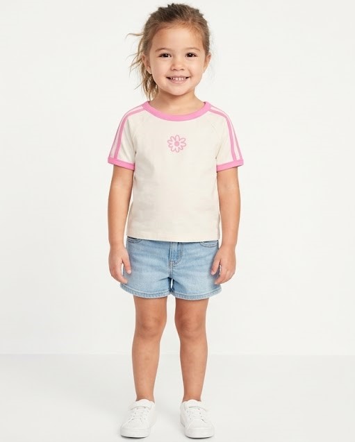 Kids Pink Daisy Raglan T-Shirt