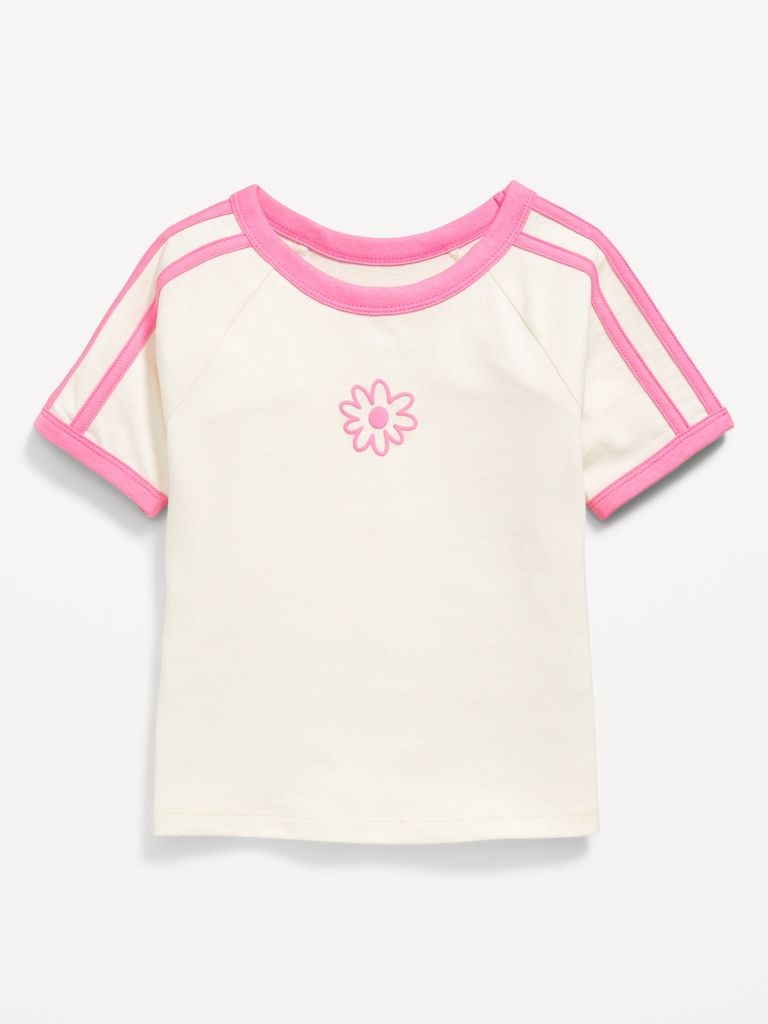 Kids Pink Daisy Raglan T-Shirt