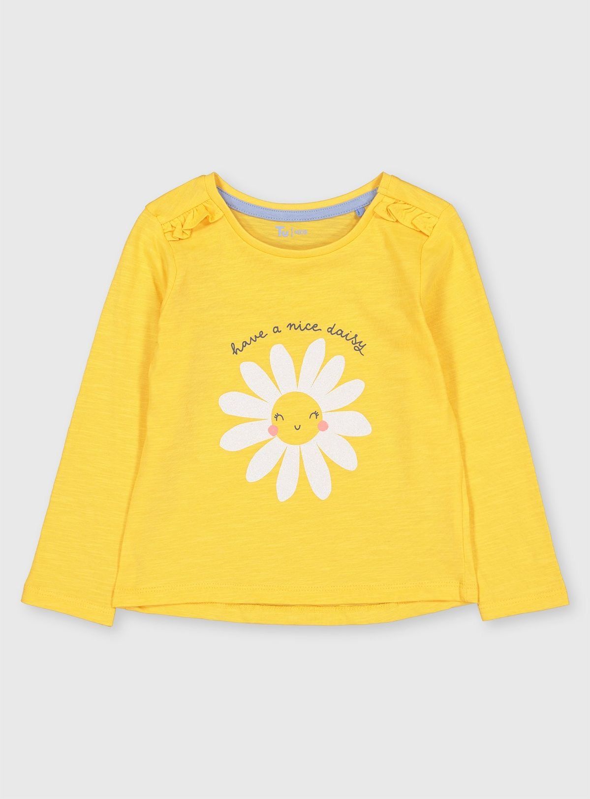 Kids Yellow Happy Daisy Long Sleeve T-Shirt