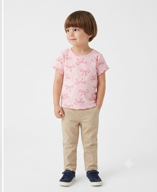 Kids Pink Bow Print T-Shirt