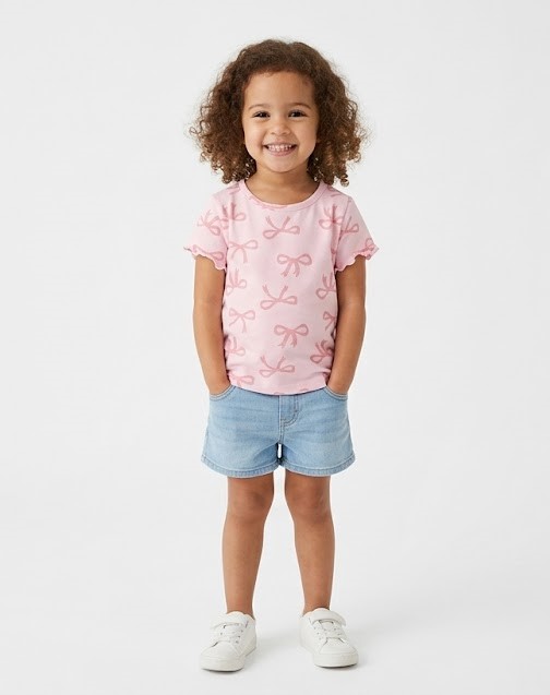 Kids Pink Bow Print T-Shirt
