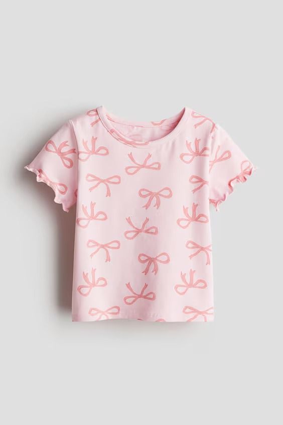 Kids Pink Bow Print T-Shirt