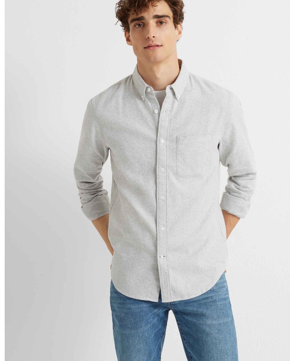 Men's Light Heather Grey Oxford Button-Down Shirt