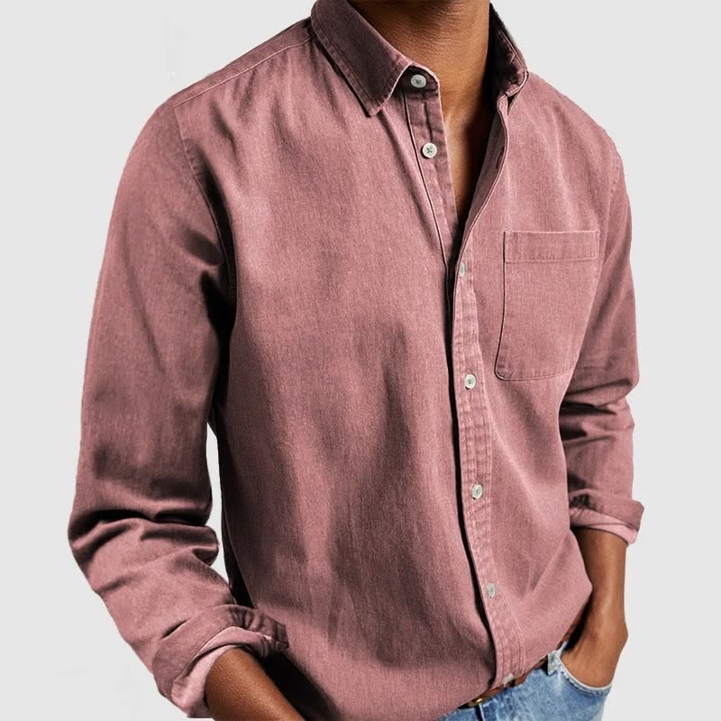 Men's Dusty Mauve Garment-Dyed Cotton Shirt