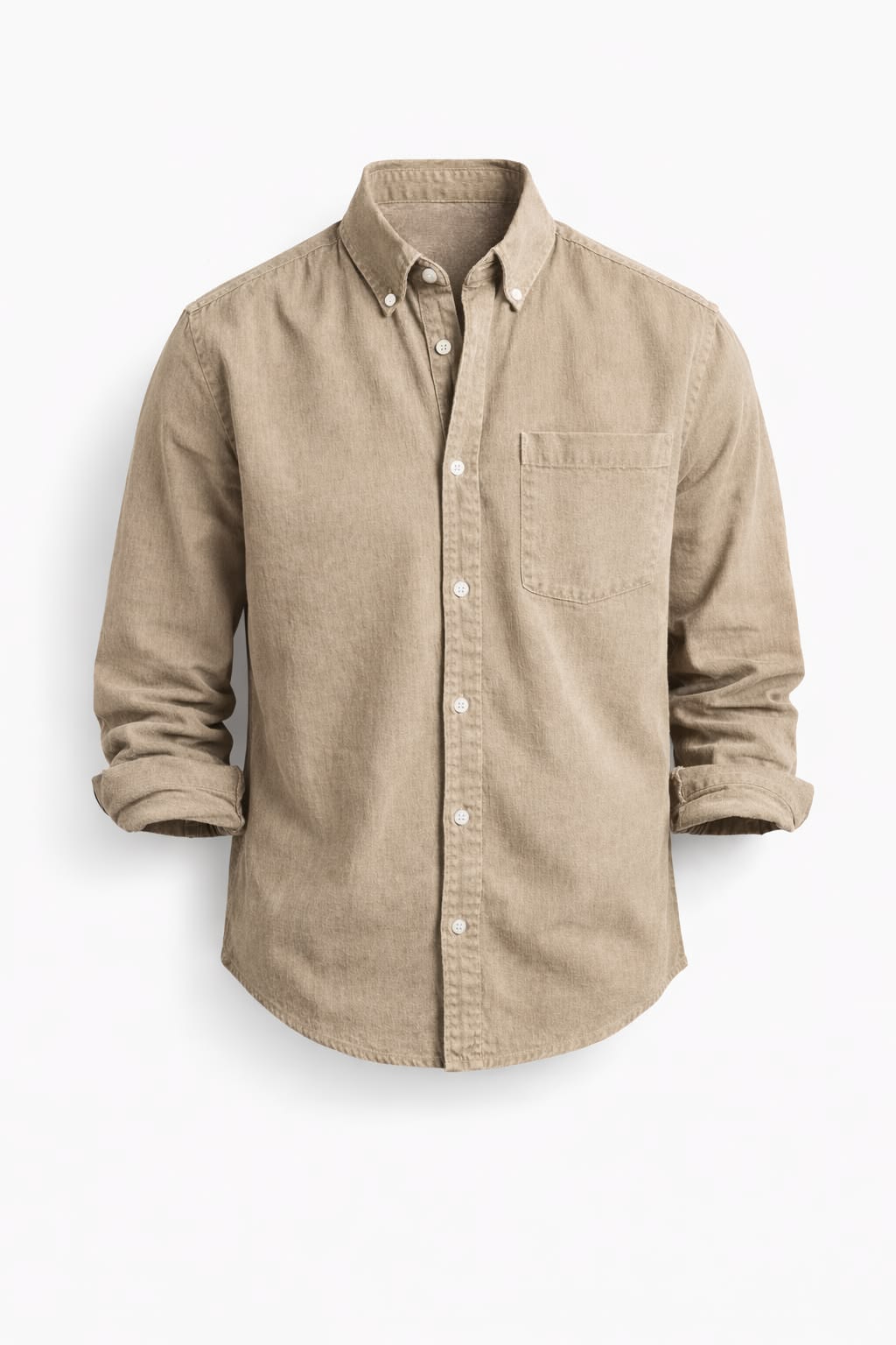 Men's Camel Heather Brushed Flannel Casual Shirt