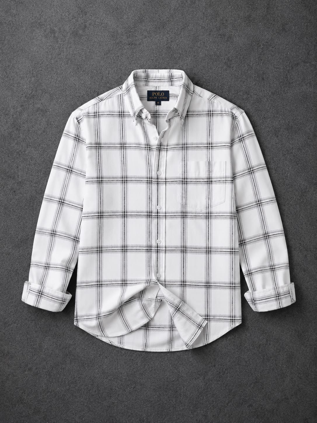 Men's White Windowpane Check Oxford Casual Shirt