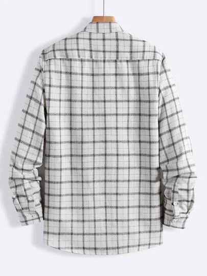 Men's White Windowpane Check Oxford Casual Shirt